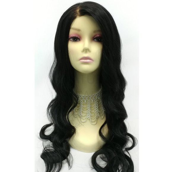 Lace front black long wavy wig main image 7